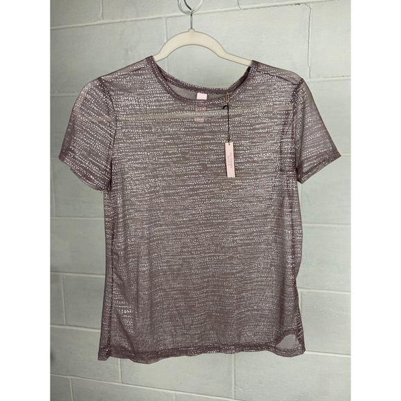 NWT Victoria's Secret Metallic Sheer Top Sparkle Shimmer Tee‎ Shirt Small - Picture 1 of 5